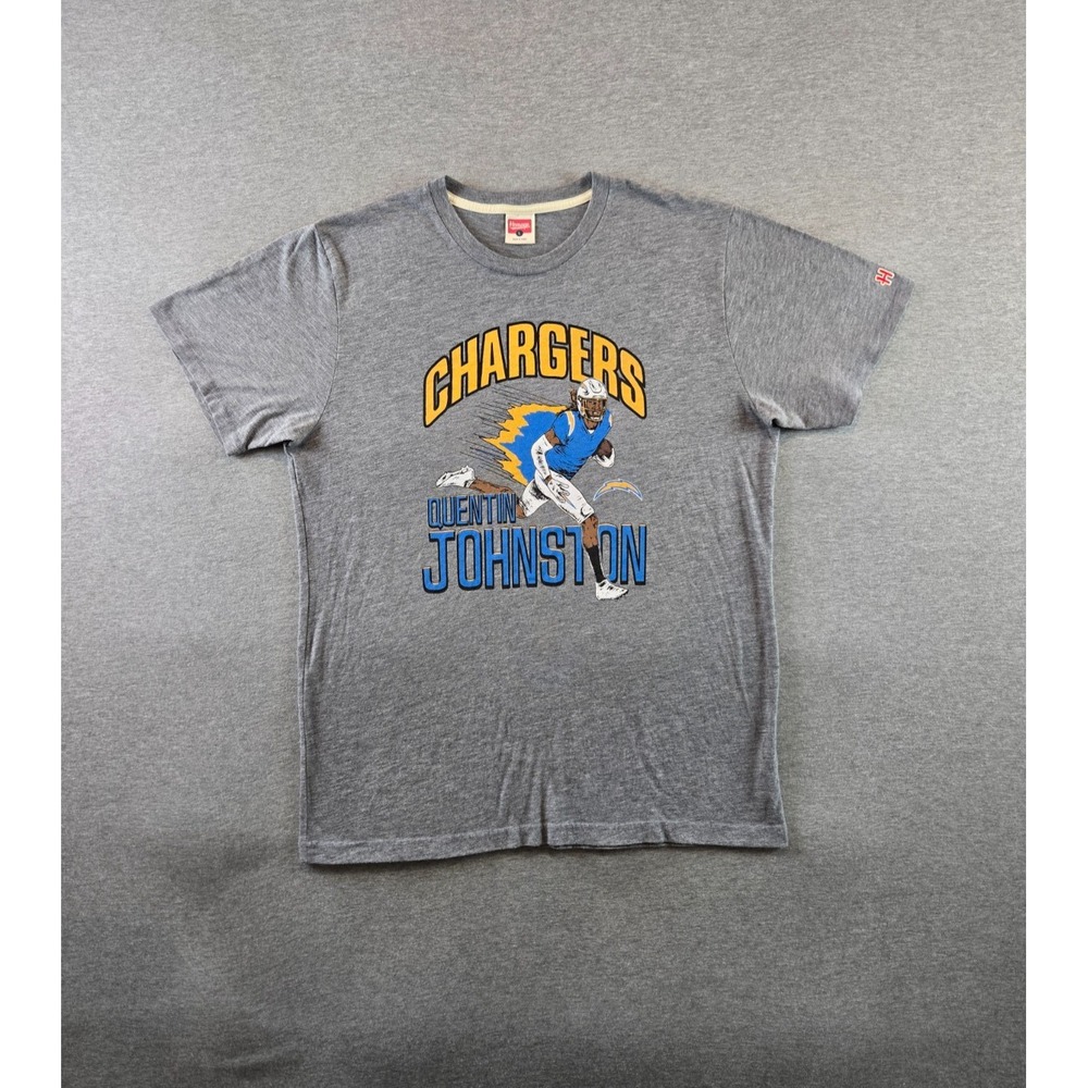 Homage Los Angeles Chargers T Shirt Mens L Heather Gray Quentin Johnston Retro
